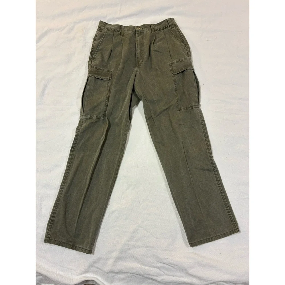 Vintage‎ Dickies W33 L30 Cargo Pants Olive Green Pleated Workwear Skater Y2K